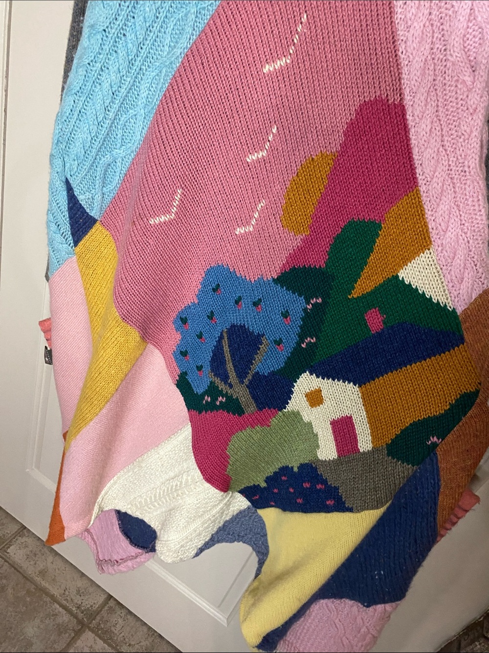 Colorblock Patchwork Long Cardigan Sweater - Picture 3 of 10